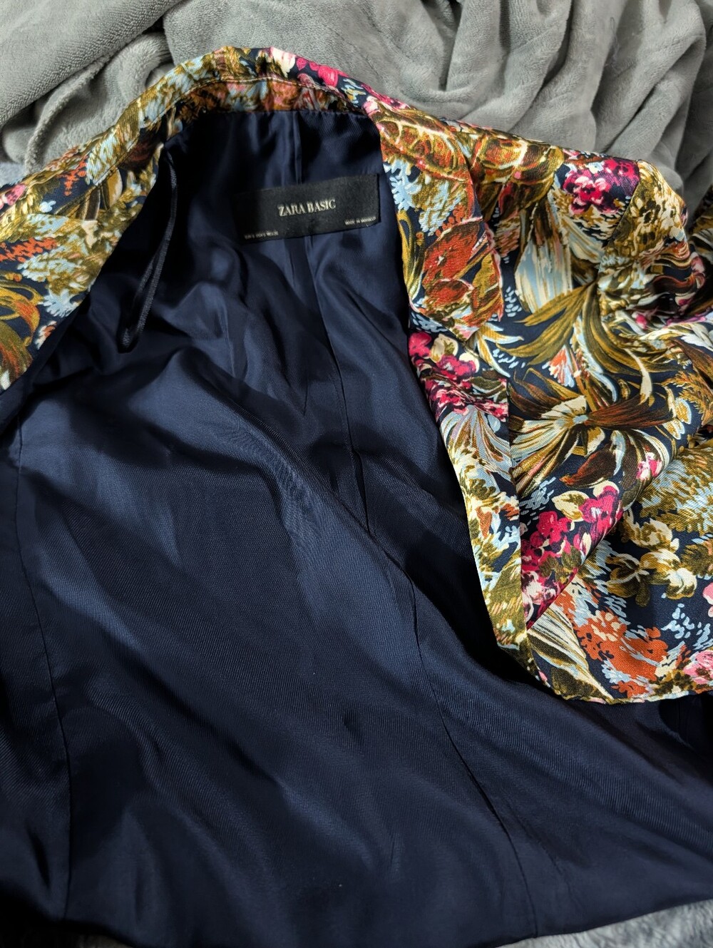 ZARA Floral Print Tropical Botanical Open Blazer Size S - Picture 9 of 9
